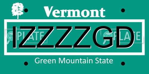 IZZZZGD Vermont License Plate