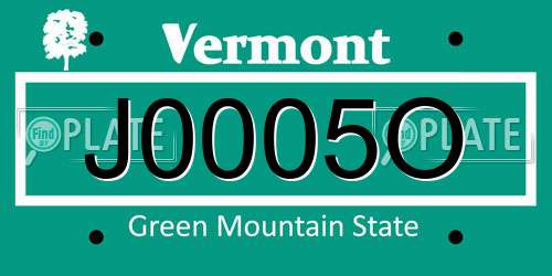 J0005O Vermont License Plate