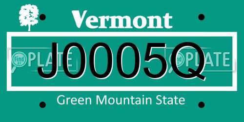 J0005Q Vermont License Plate