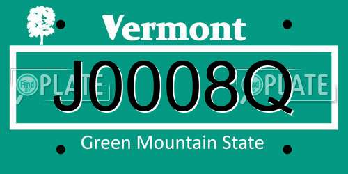 J0008Q Vermont License Plate
