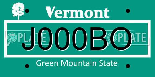 J000BO Vermont License Plate