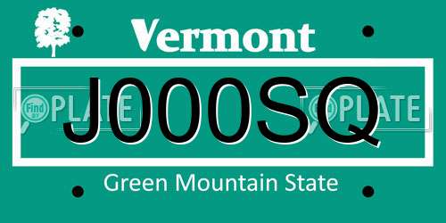 J000SQ Vermont License Plate