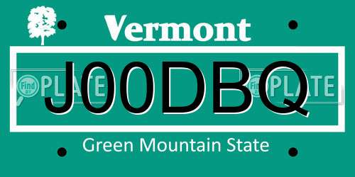 J00DBQ Vermont License Plate