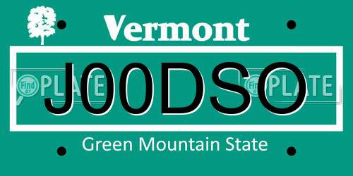 J00DSO Vermont License Plate