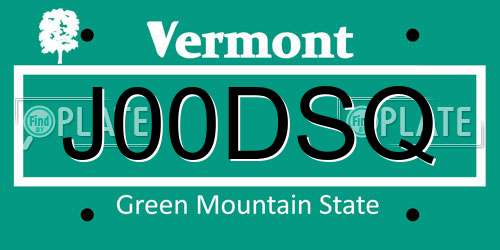 J00DSQ Vermont License Plate