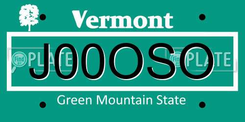J00OSO Vermont License Plate