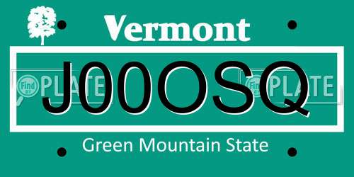J00OSQ Vermont License Plate