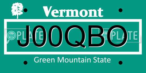 J00QBO Vermont License Plate