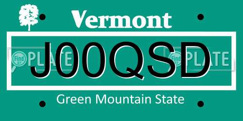 J00QSD Vermont License Plate