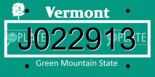 J022913 Vermont License Plate