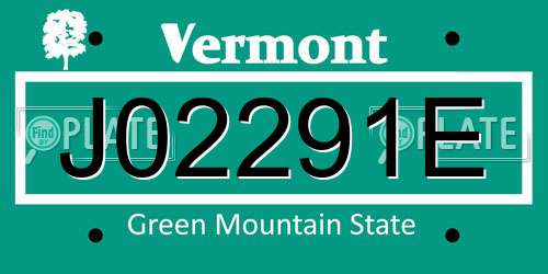 J02291E Vermont License Plate