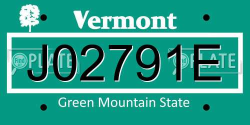 J02791E Vermont License Plate