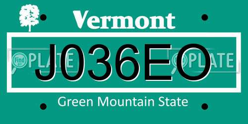 J036EO Vermont License Plate