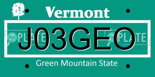 J03GEO Vermont License Plate