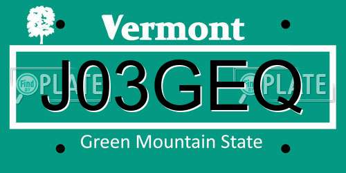 J03GEQ Vermont License Plate