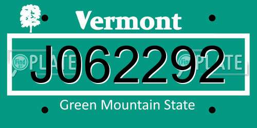 J062292 Vermont License Plate