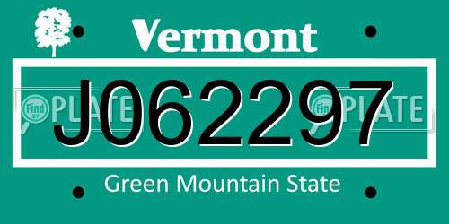 J062297 Vermont License Plate