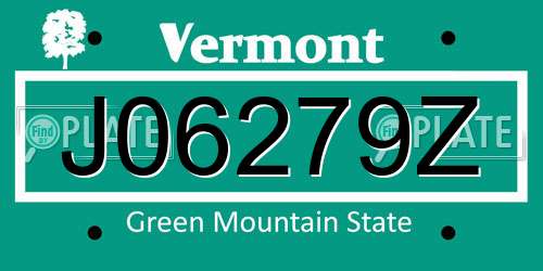 J06279Z Vermont License Plate
