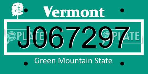 J067297 Vermont License Plate