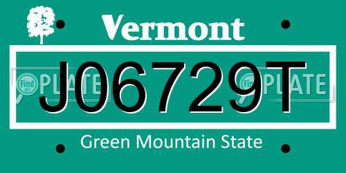 J06729T Vermont License Plate