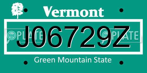 J06729Z Vermont License Plate