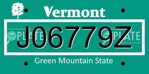 J06779Z Vermont License Plate