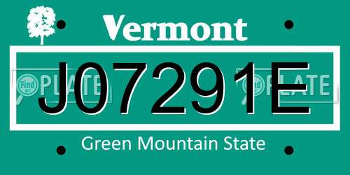J07291E Vermont License Plate