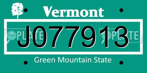 J077913 Vermont License Plate
