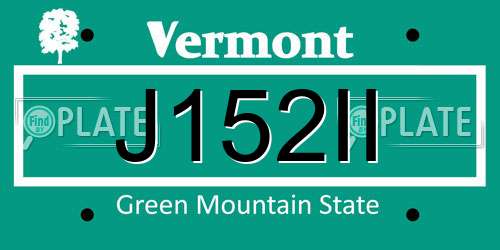 J152II Vermont License Plate