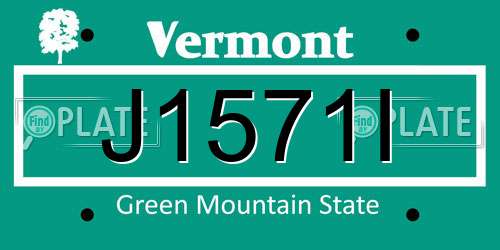 J1571I Vermont License Plate