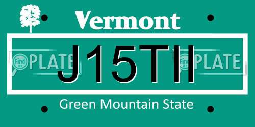 J15TII Vermont License Plate