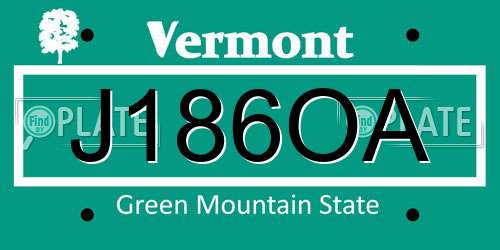 J186OA Vermont License Plate