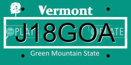 J18GOA Vermont License Plate