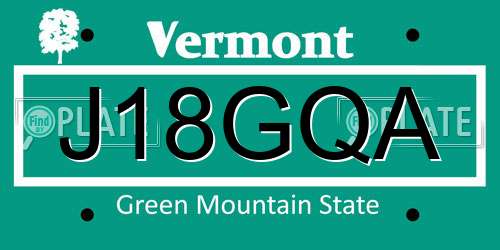 J18GQA Vermont License Plate