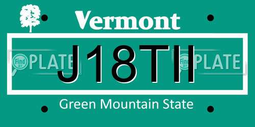 J18TII Vermont License Plate