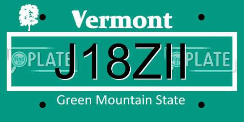 J18ZII Vermont License Plate