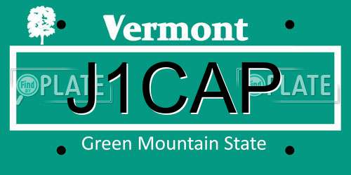 J1CAP Vermont License Plate