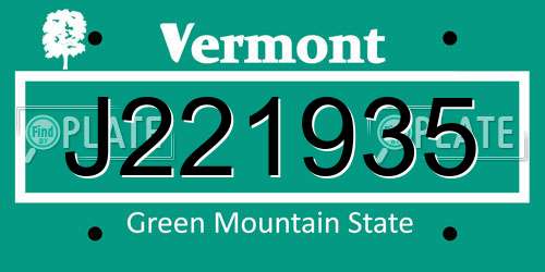 J221935 Vermont License Plate