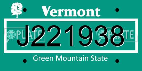 J221938 Vermont License Plate