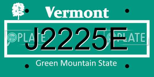 J2225E Vermont License Plate