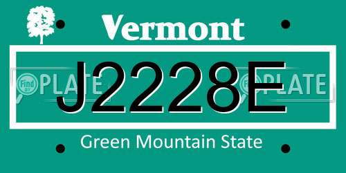 J2228E Vermont License Plate