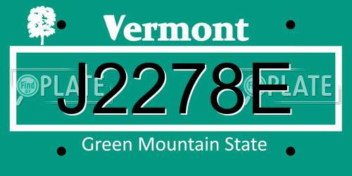 J2278E Vermont License Plate