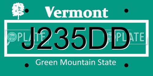 J235DD Vermont License Plate