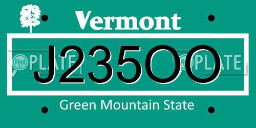 J235OO Vermont License Plate