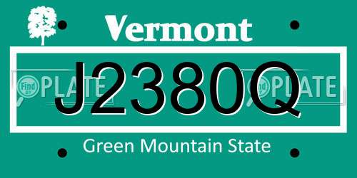 J2380Q Vermont License Plate