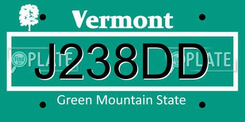 J238DD Vermont License Plate