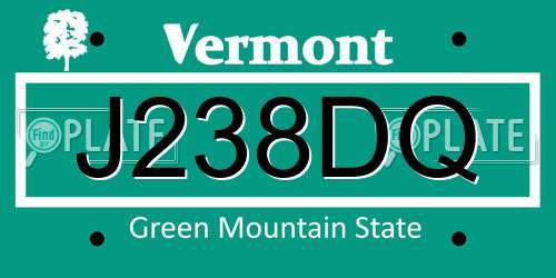J238DQ Vermont License Plate