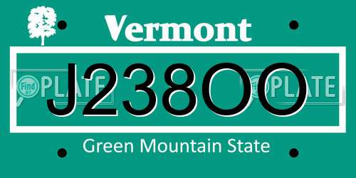 J238OO Vermont License Plate