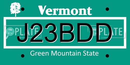 J23BDD Vermont License Plate