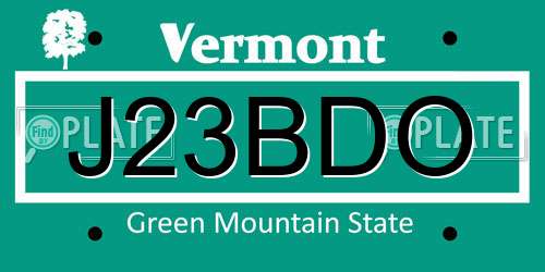 J23BDO Vermont License Plate